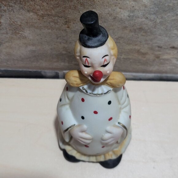 Vintage Bisque Porcelain Clown Bell Figurine - Picture 3 of 10